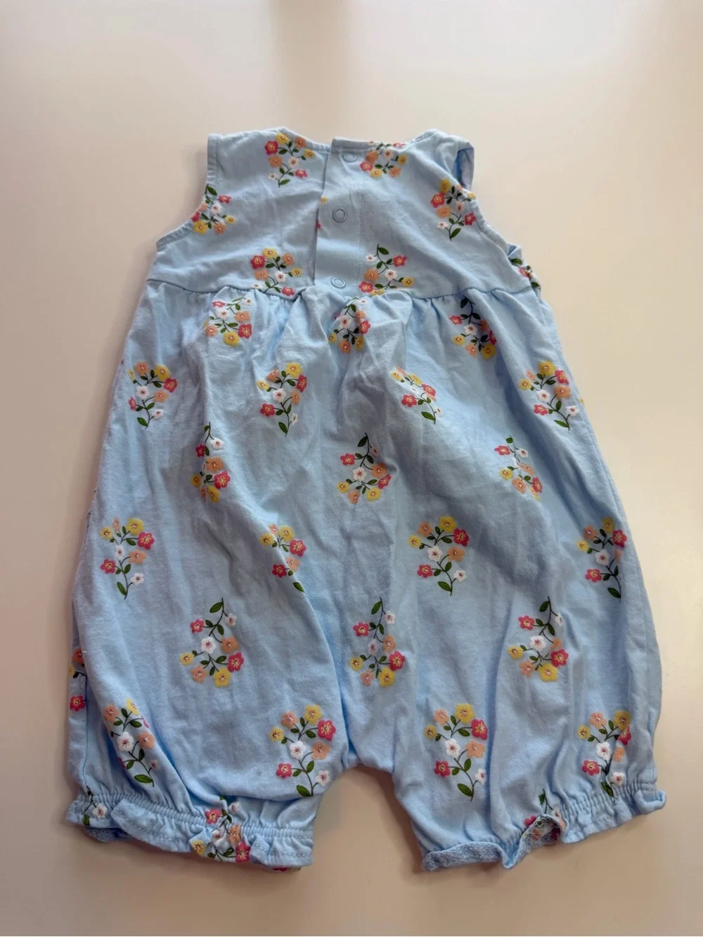 Carter's Light Blue Floral and Light Pink Heart Romper Set